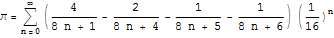 Formule pour calculer le nombre pi