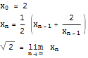 Calcul de la racine carrée de 2