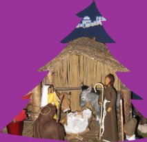 Crèche de Noël dans gabarit sapin